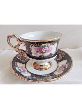 Vintage Shafford Japan tea Cup & saucer Set Hand Painted 1960's